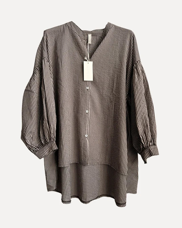 ALBA Striped Shirt - Espresso