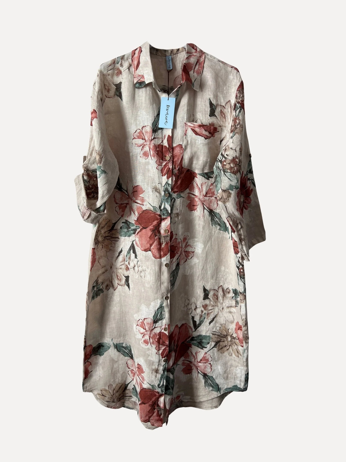 Bella Fiori Linen Dress - Beige